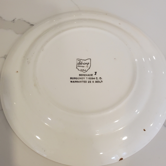 Sebring Pottery Serenade Maroon & 22 Kt. gold trim plates (4) - Picture 9 of 15